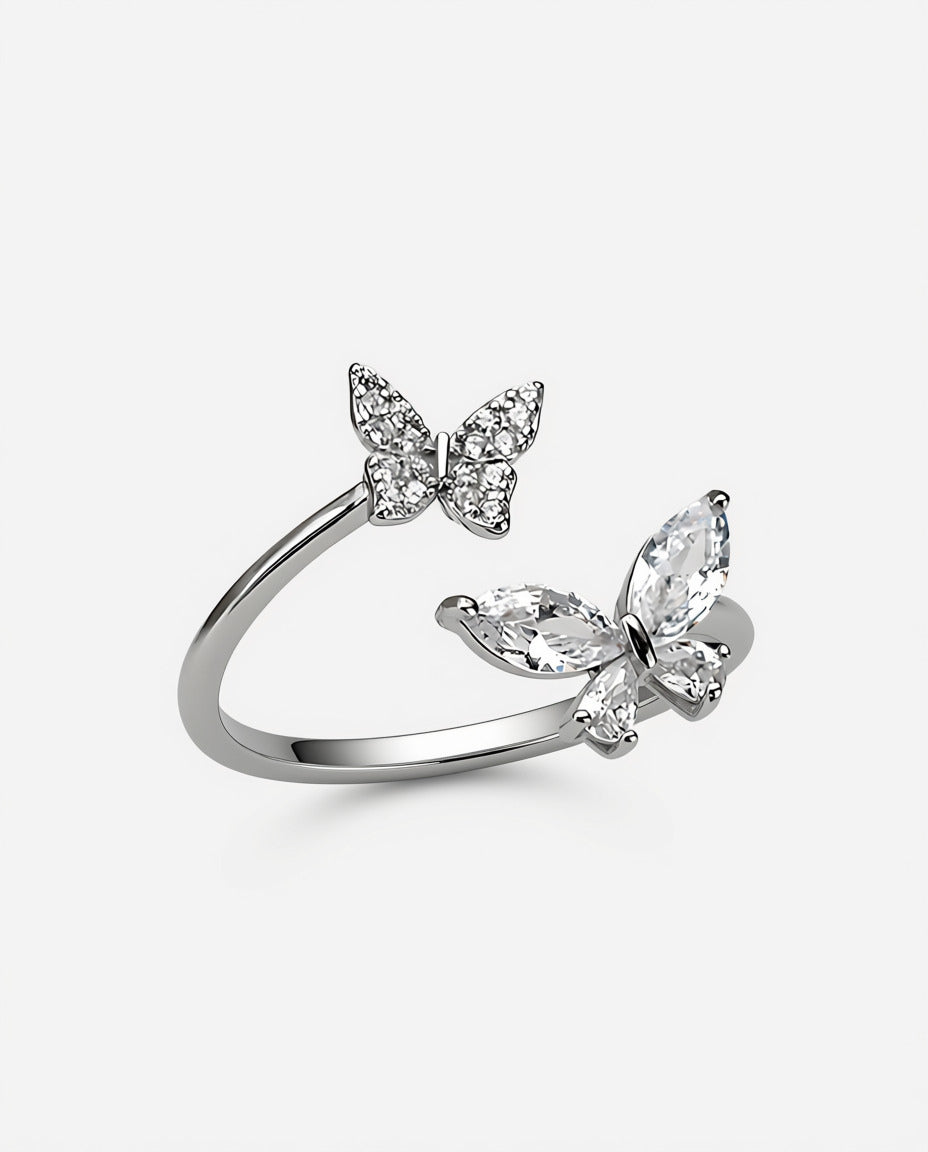 Sterling Silver Double Butterfly Ring