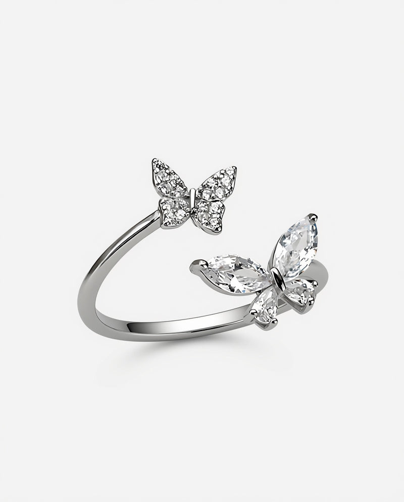 Sterling Silver Double Butterfly Ring