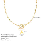 Initial Letter Necklace — Paperclip Chain with Toggle Clasp