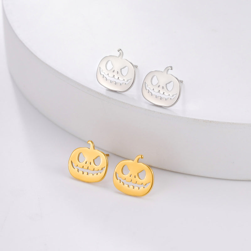 Titanium Steel Halloween Pumpkin Hollow Shape 304 Material Stainless Steel Studs Earrings