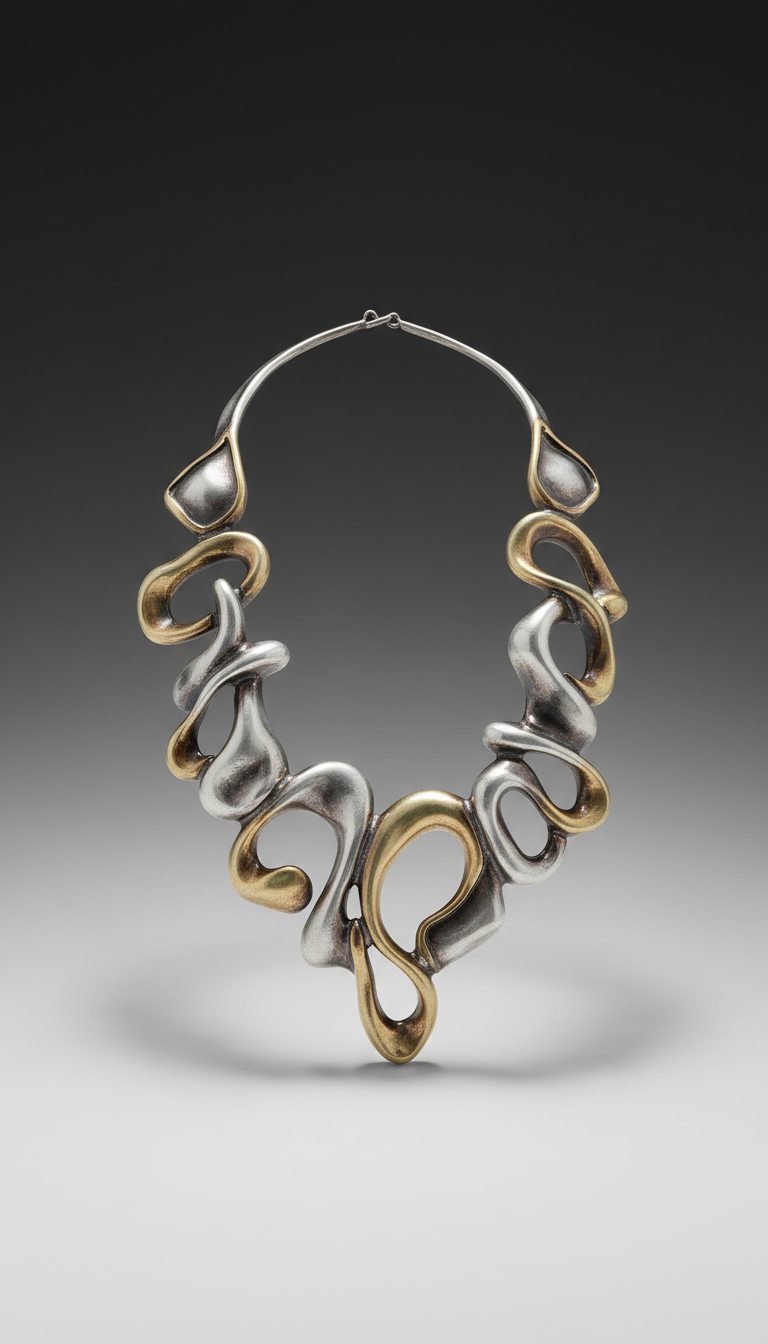 Sterling silver sculptural necklace