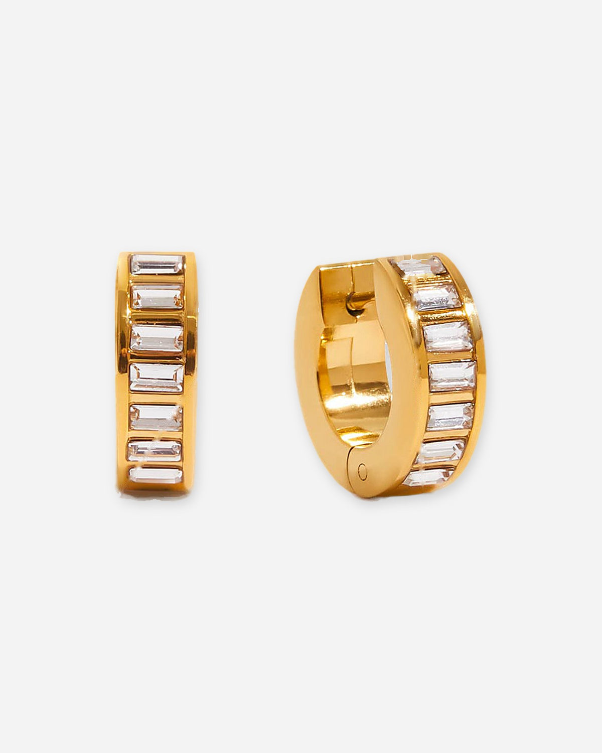 Opal Stud & Baguette Huggie Earrings