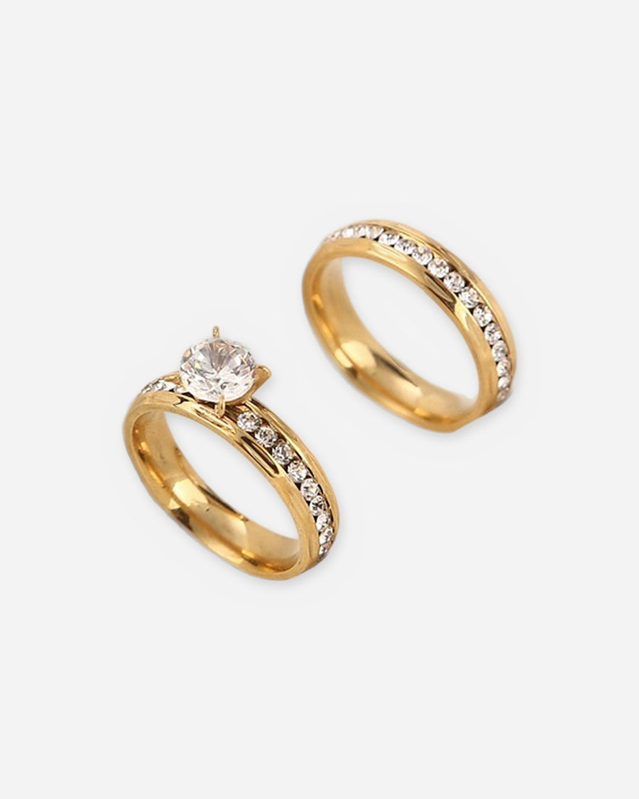 Gold CZ Bridal Ring Set