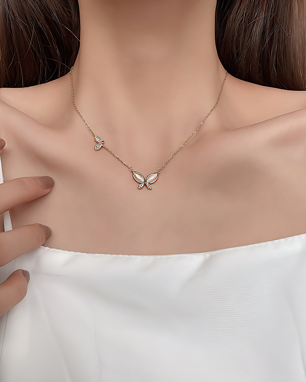 Mother of Pearl Butterfly Necklace
