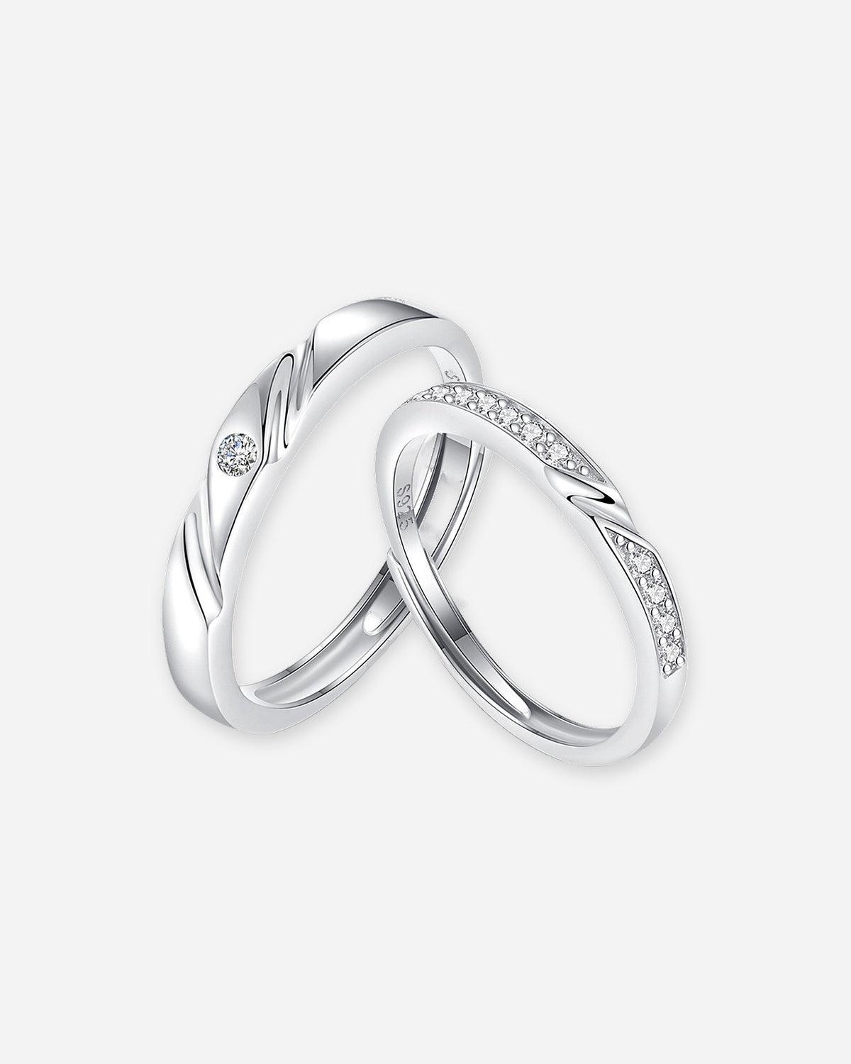 Sterling Silver Wave Couple Rings
