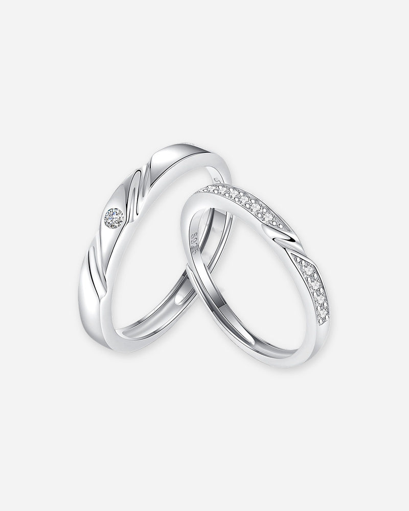 Sterling Silver Wave Couple Rings