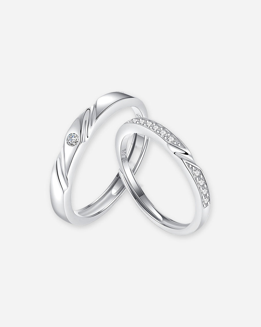 Sterling Silver Wave Couple Rings
