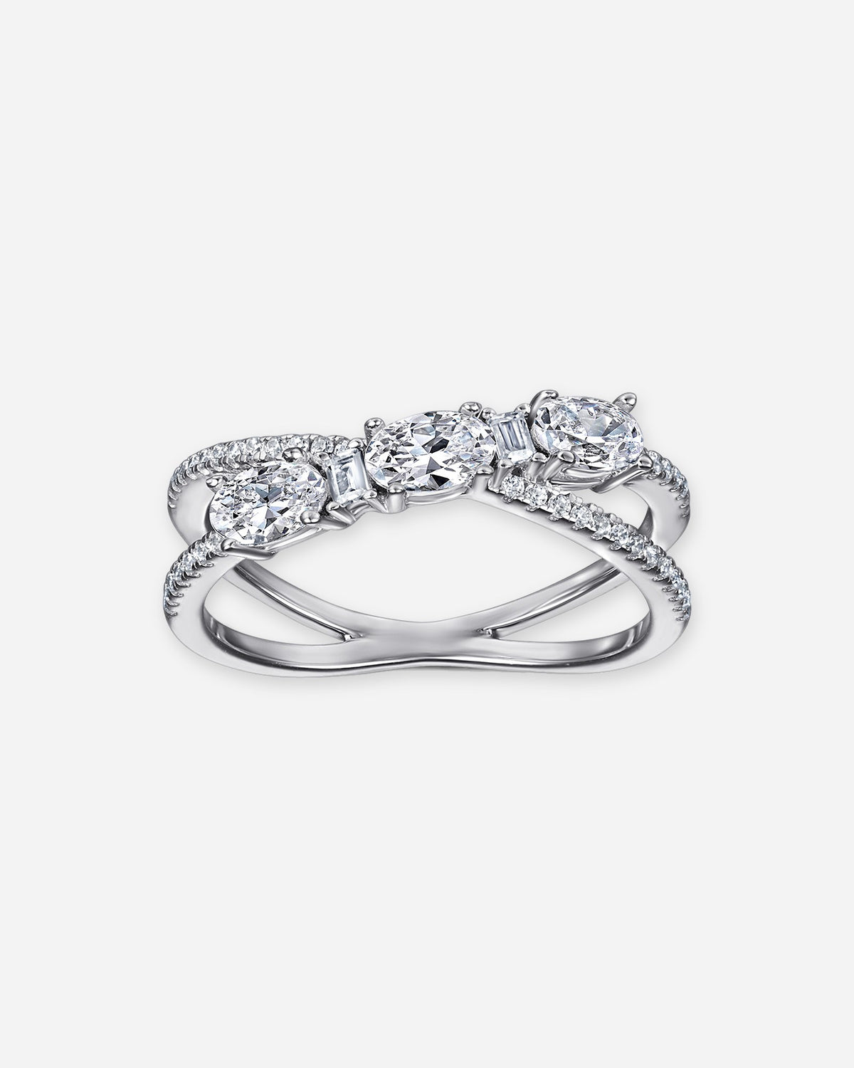 Criss Cross Oval Trio Ring – 925 Silver