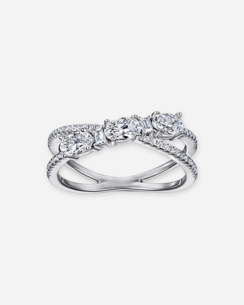 Criss Cross Oval Trio Ring – 925 Silver