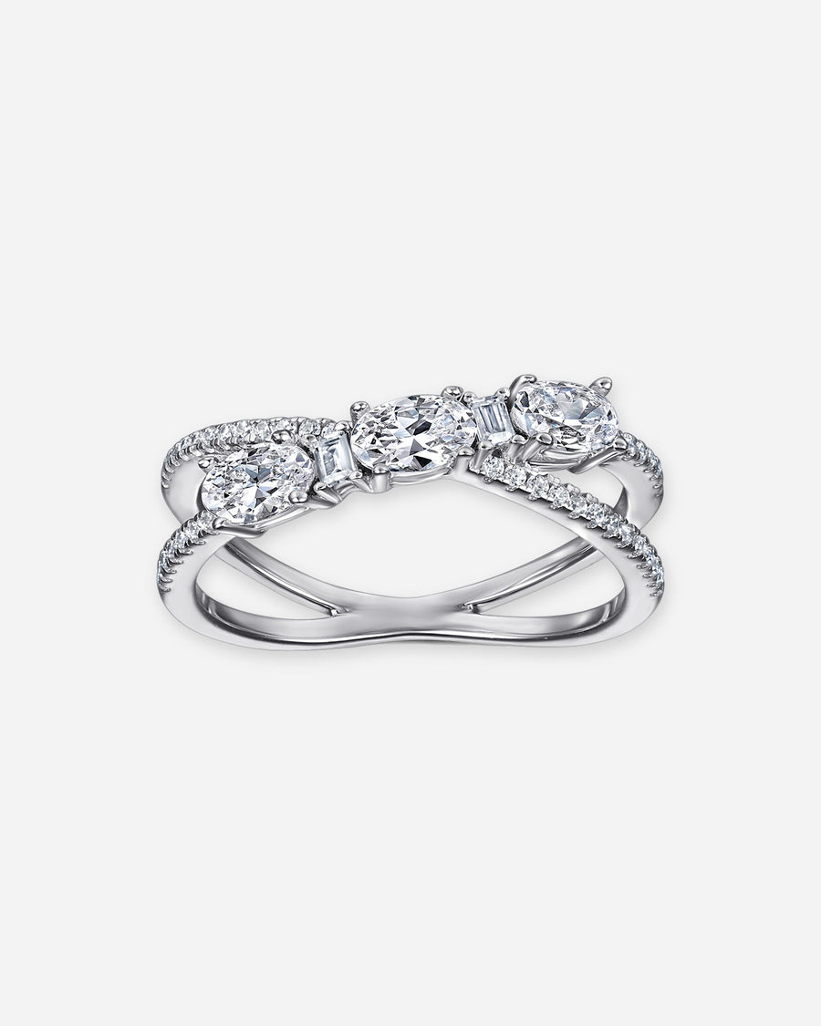 Criss Cross Oval Trio Ring – 925 Silver