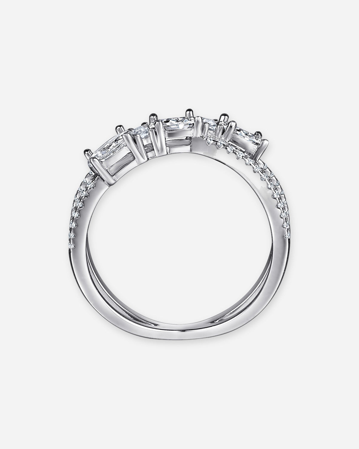 Criss Cross Oval Trio Ring – 925 Silver