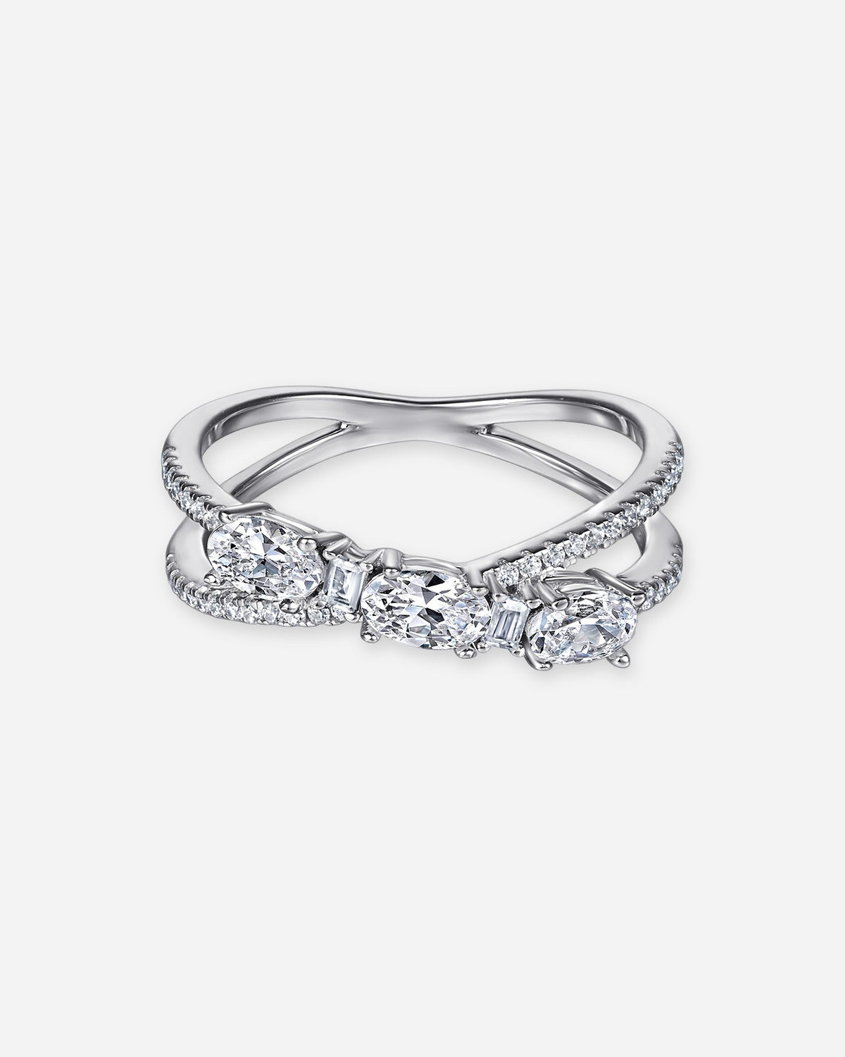Criss Cross Oval Trio Ring – 925 Silver