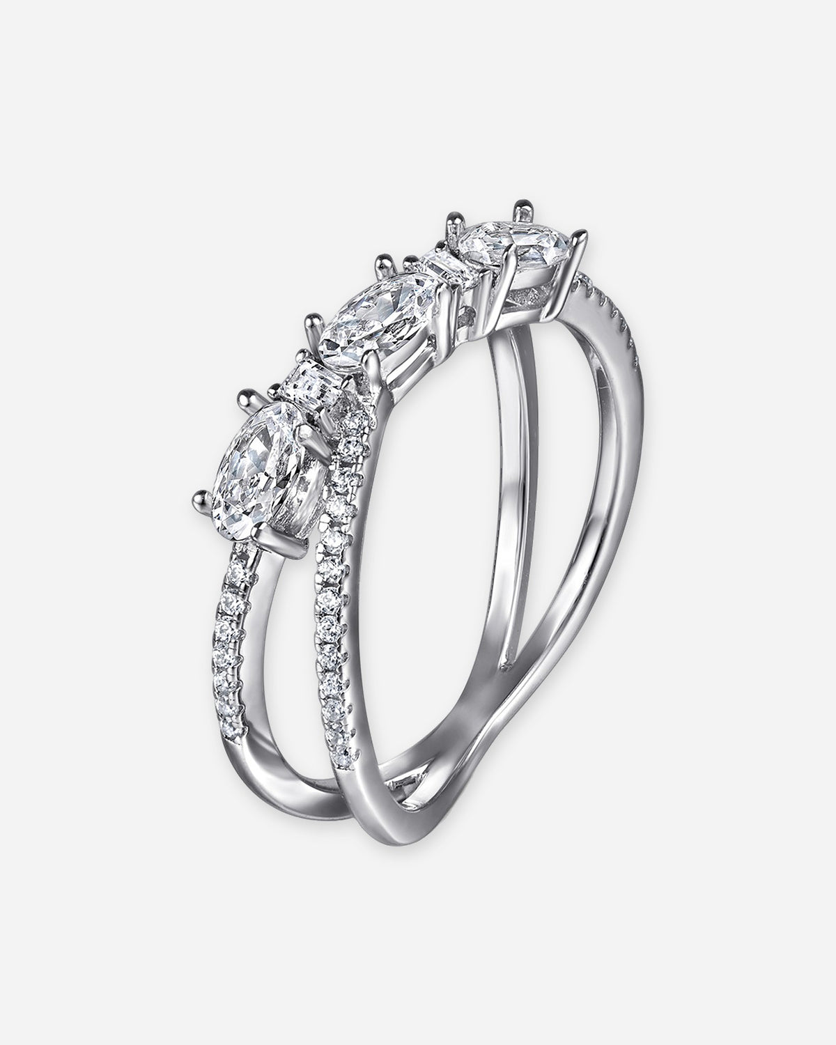 Criss Cross Oval Trio Ring – 925 Silver