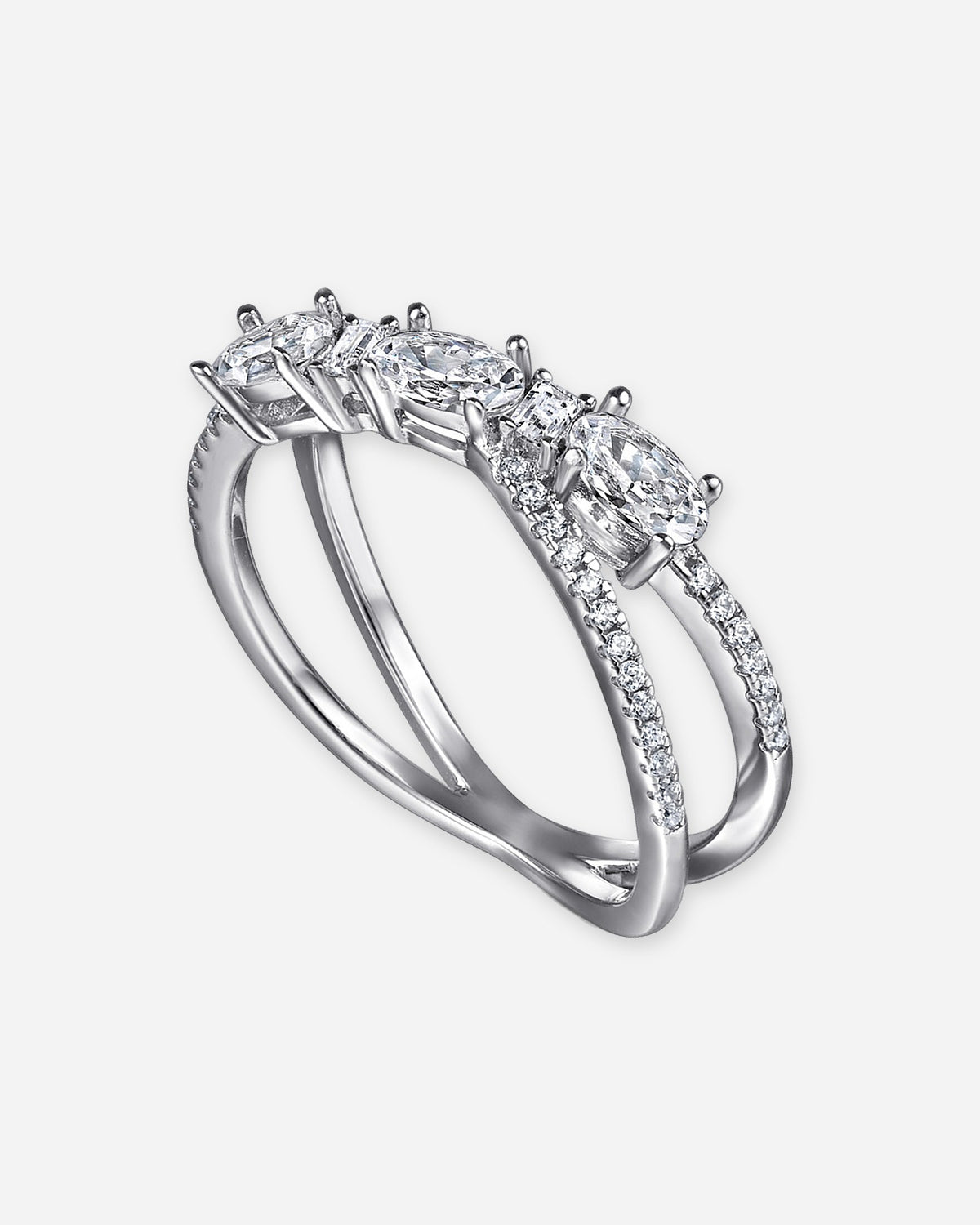Criss Cross Oval Trio Ring – 925 Silver