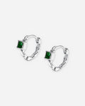 Emerald Square Huggie Hoops