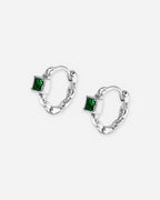Emerald Square Huggie Hoops