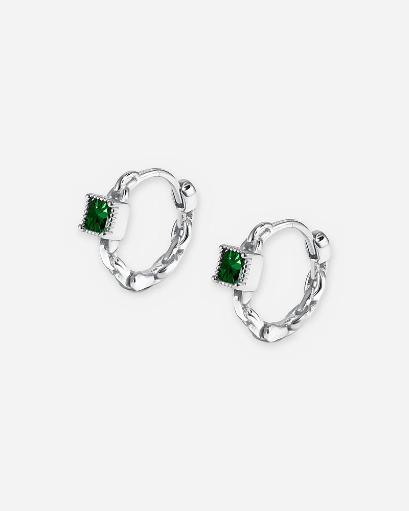 Emerald Square Huggie Hoops