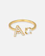 Gold Initial Letter Ring – Adjustable