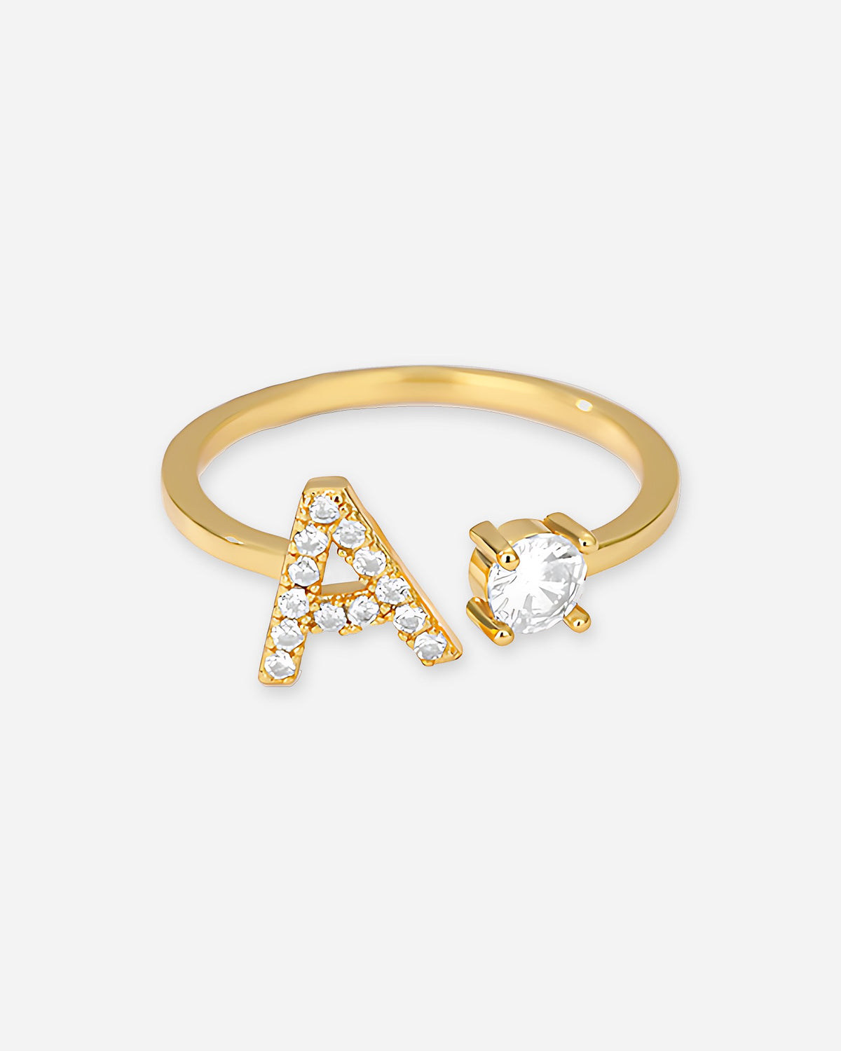Gold Initial Letter Ring – Adjustable