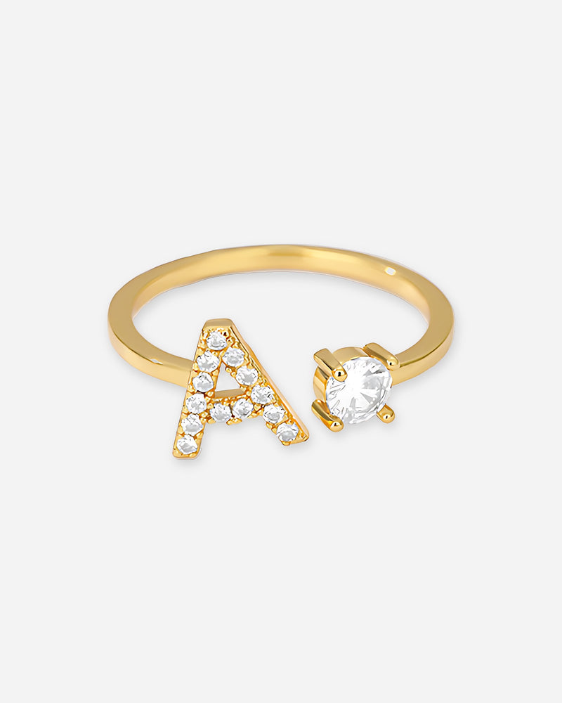 Gold Initial Letter Ring – Adjustable