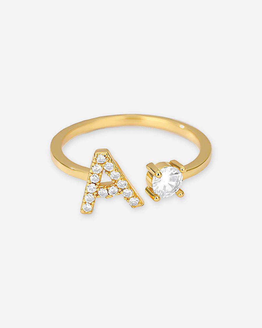 Gold Initial Letter Ring – Adjustable