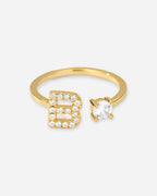 Gold Initial Letter Ring – Adjustable