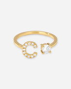 Gold Initial Letter Ring – Adjustable
