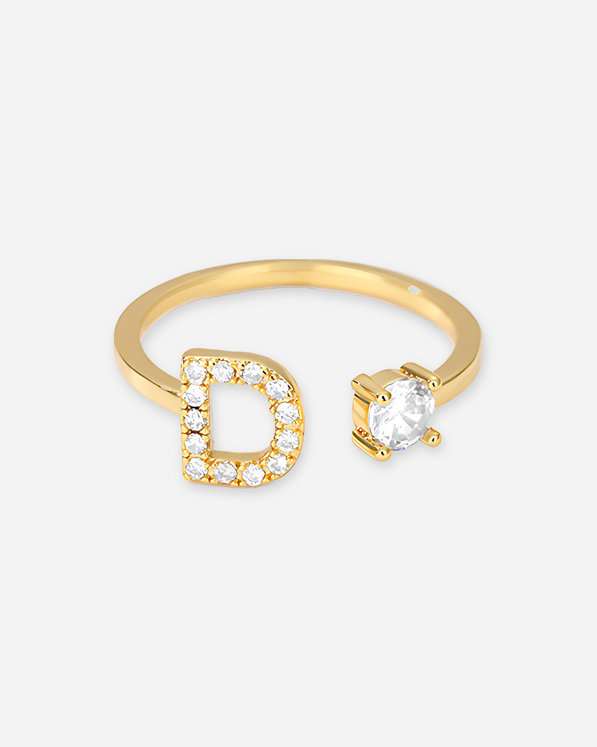 Gold Initial Letter Ring – Adjustable
