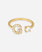 Gold Initial Letter Ring – Adjustable