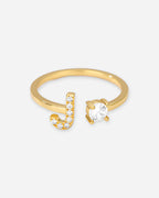Gold Initial Letter Ring – Adjustable