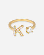 Gold Initial Letter Ring – Adjustable