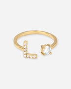 Gold Initial Letter Ring – Adjustable