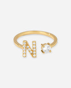 Gold Initial Letter Ring – Adjustable