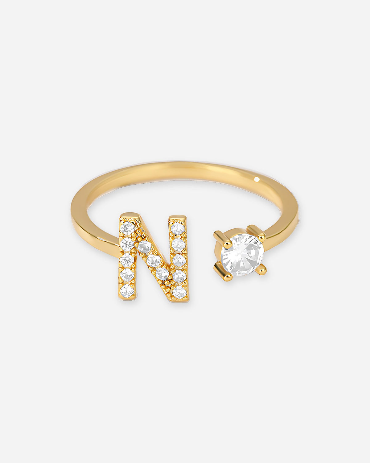 Gold Initial Letter Ring – Adjustable