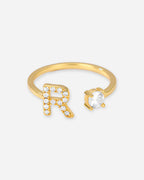 Gold Initial Letter Ring – Adjustable