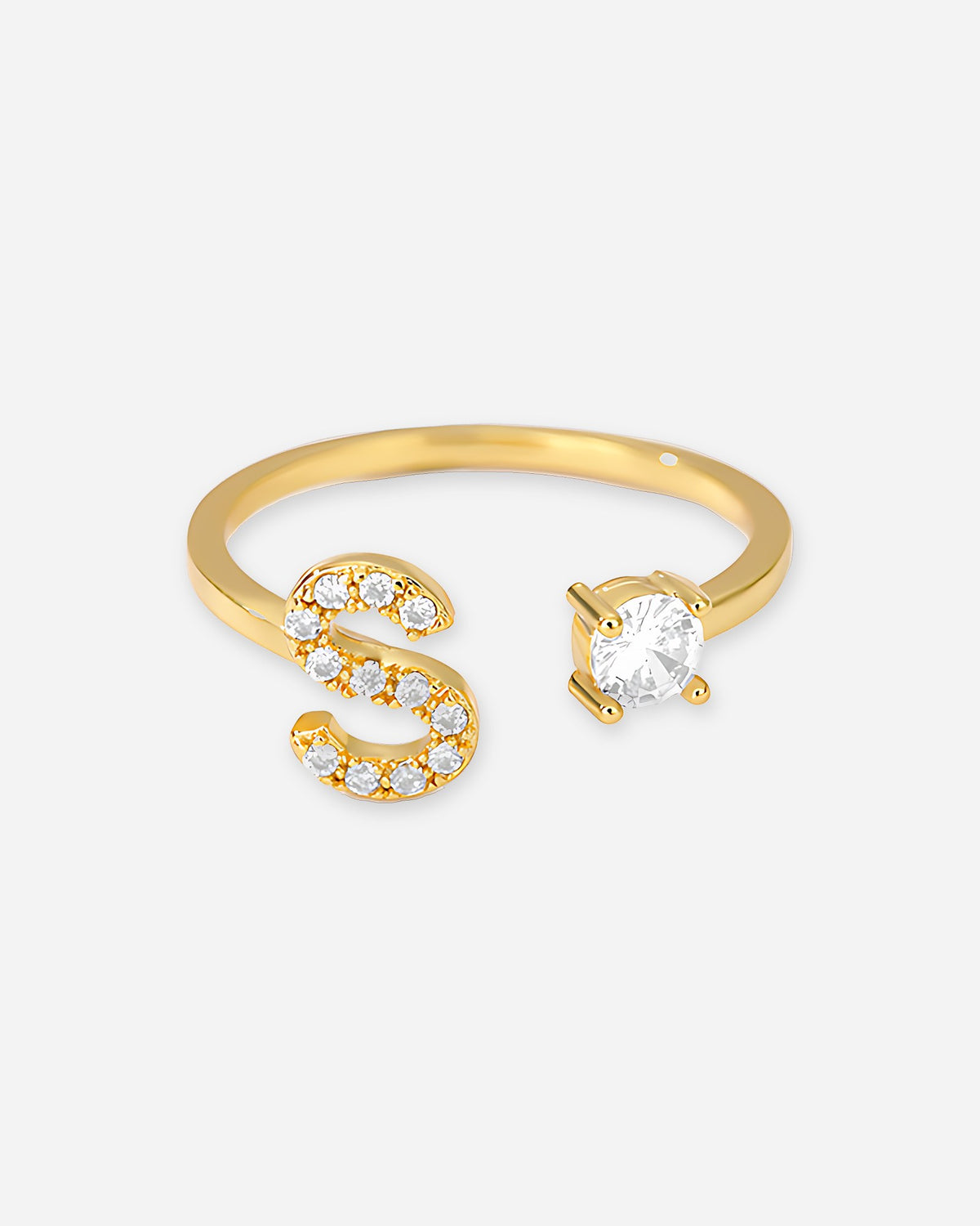 Gold Initial Letter Ring – Adjustable