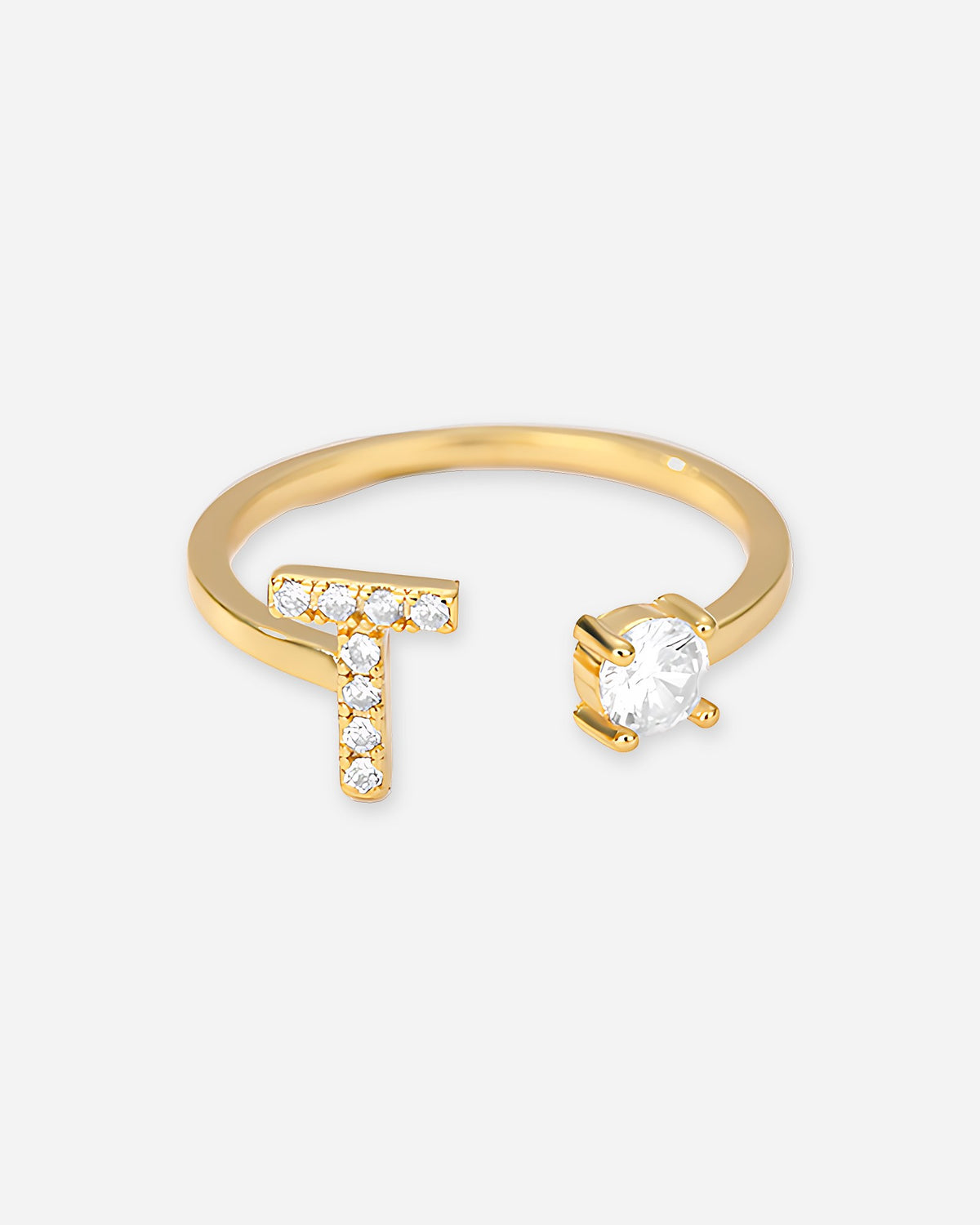 Gold Initial Letter Ring – Adjustable
