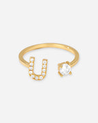 Gold Initial Letter Ring – Adjustable