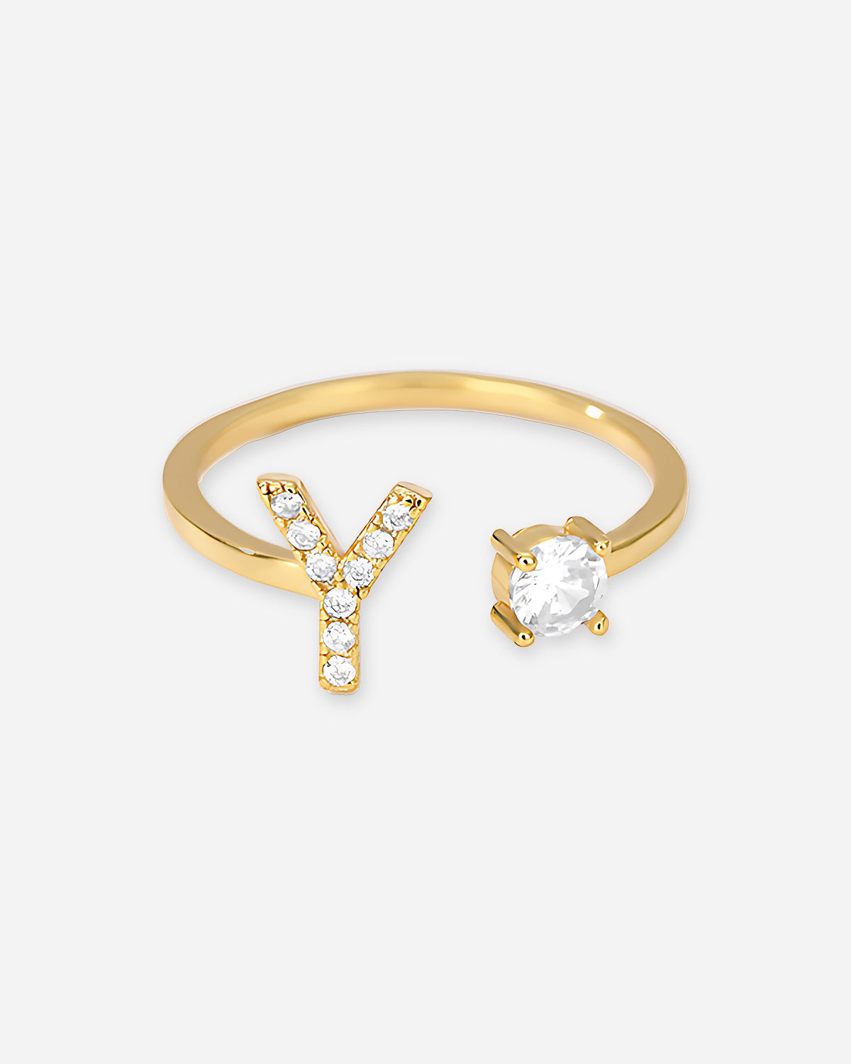 Gold Initial Letter Ring – Adjustable