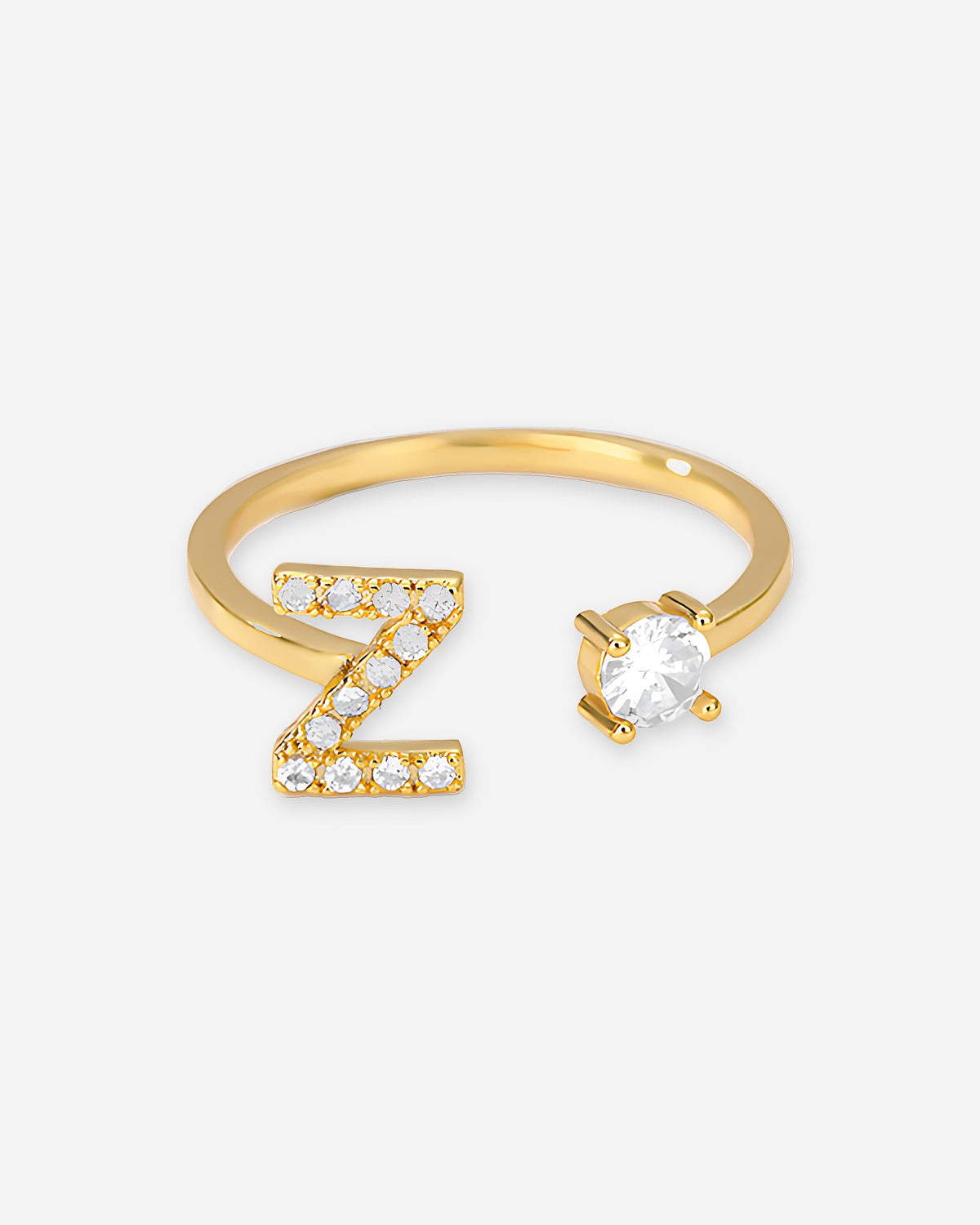 Gold Initial Letter Ring – Adjustable