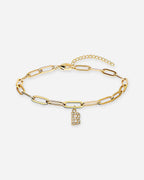 Gold Initial Paperclip Bracelet