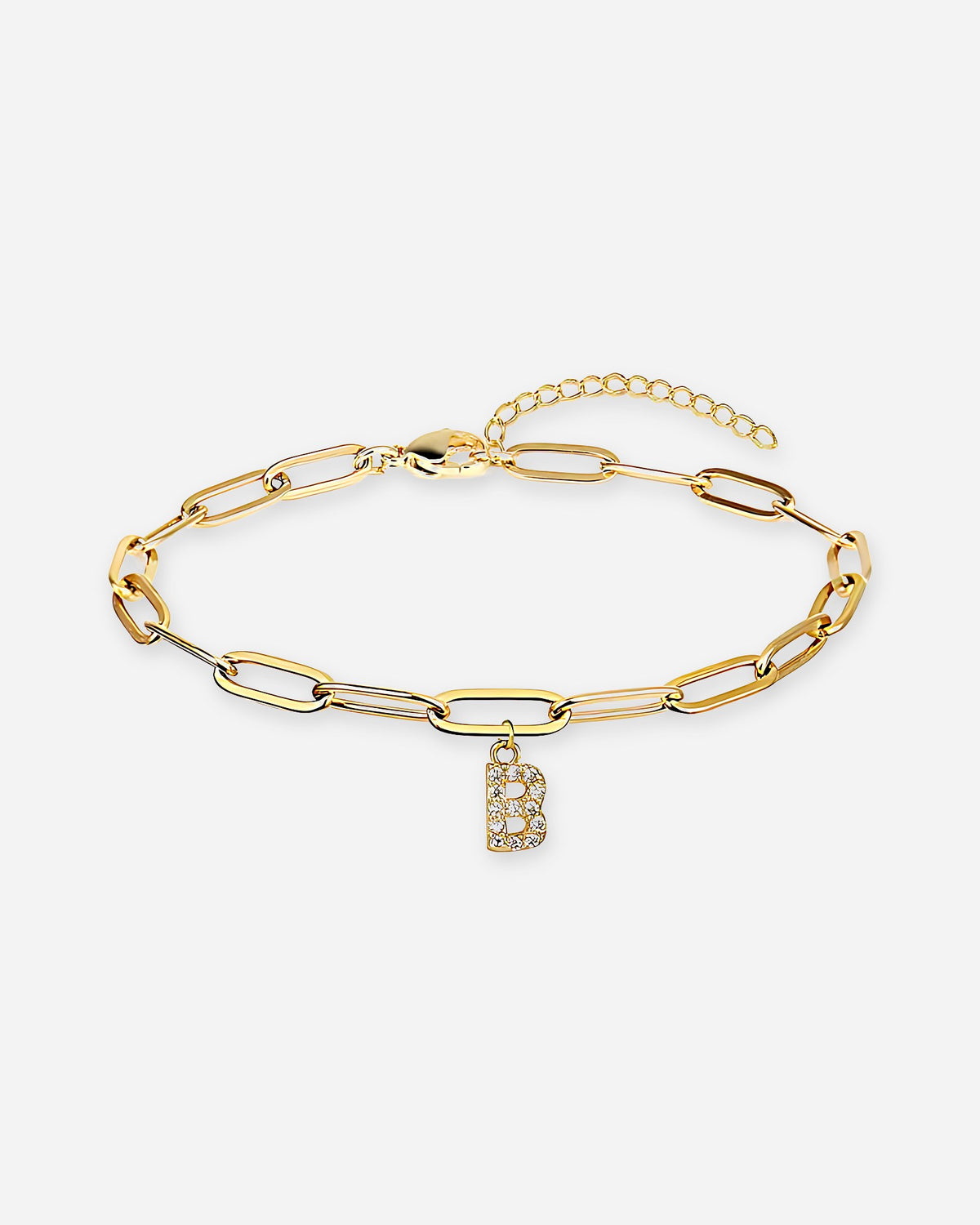 Gold Initial Paperclip Bracelet