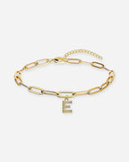 Gold Initial Paperclip Bracelet