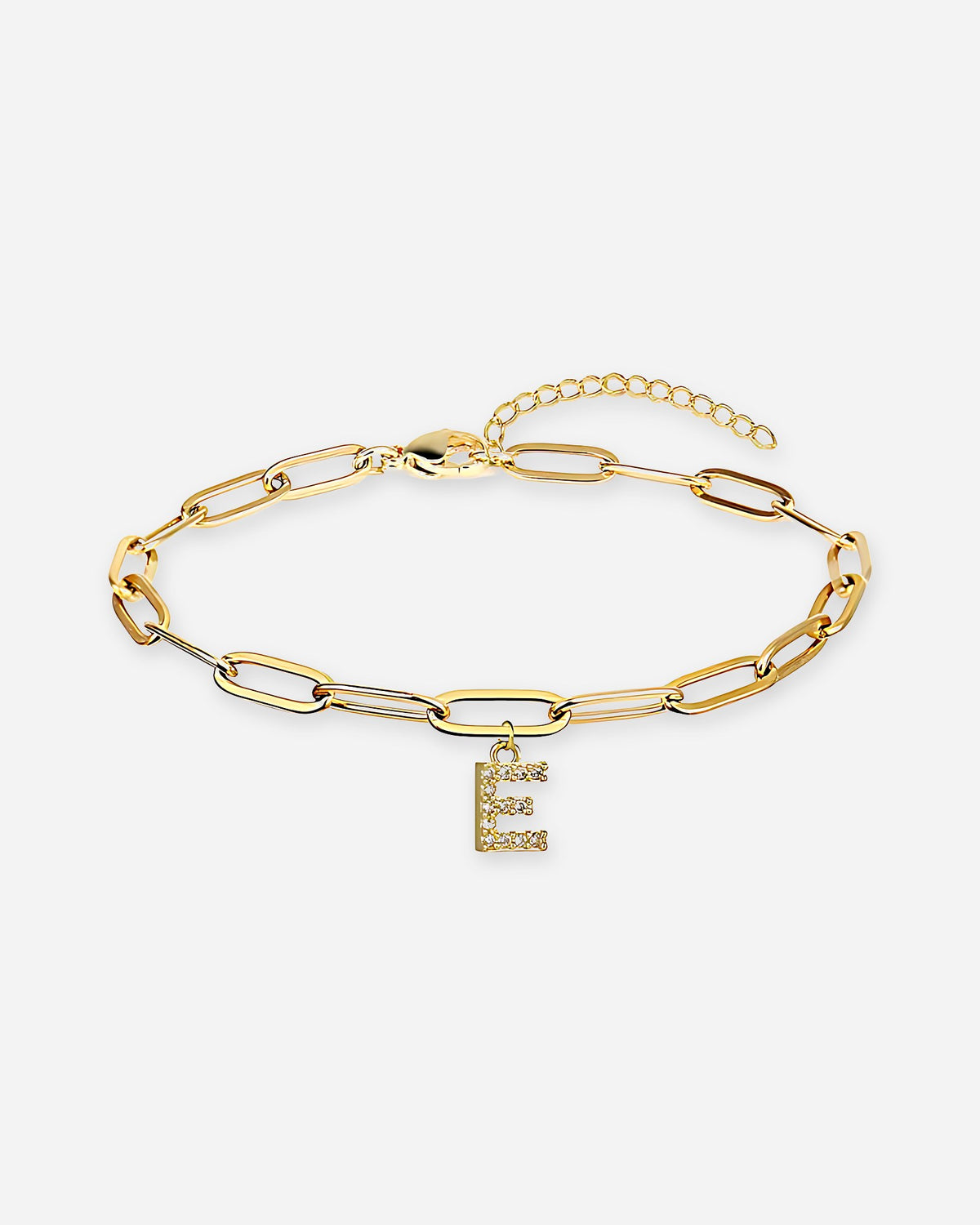 Gold Initial Paperclip Bracelet