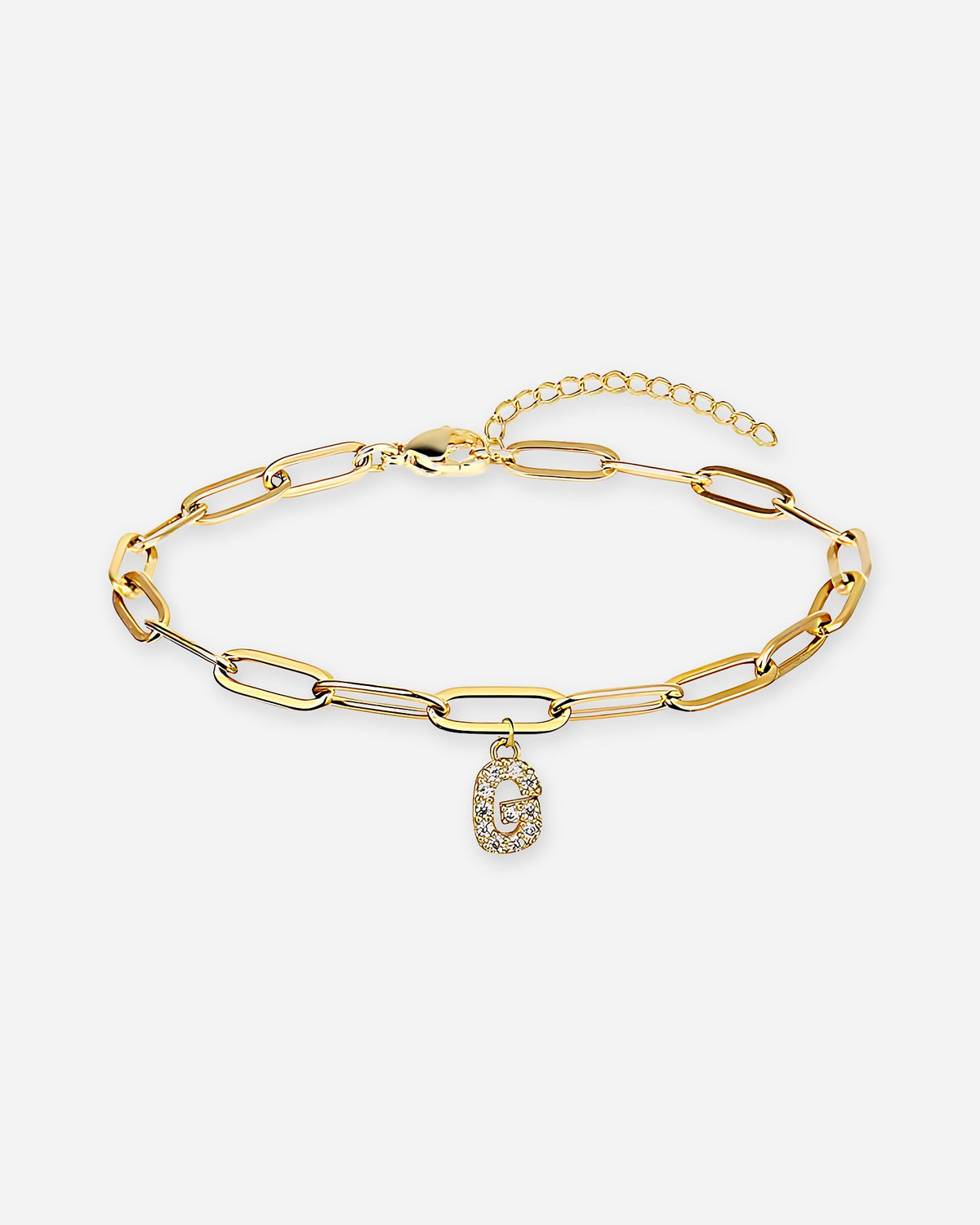 Gold Initial Paperclip Bracelet