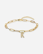 Gold Initial Paperclip Bracelet