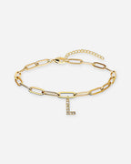 Gold Initial Paperclip Bracelet