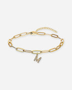 Gold Initial Paperclip Bracelet
