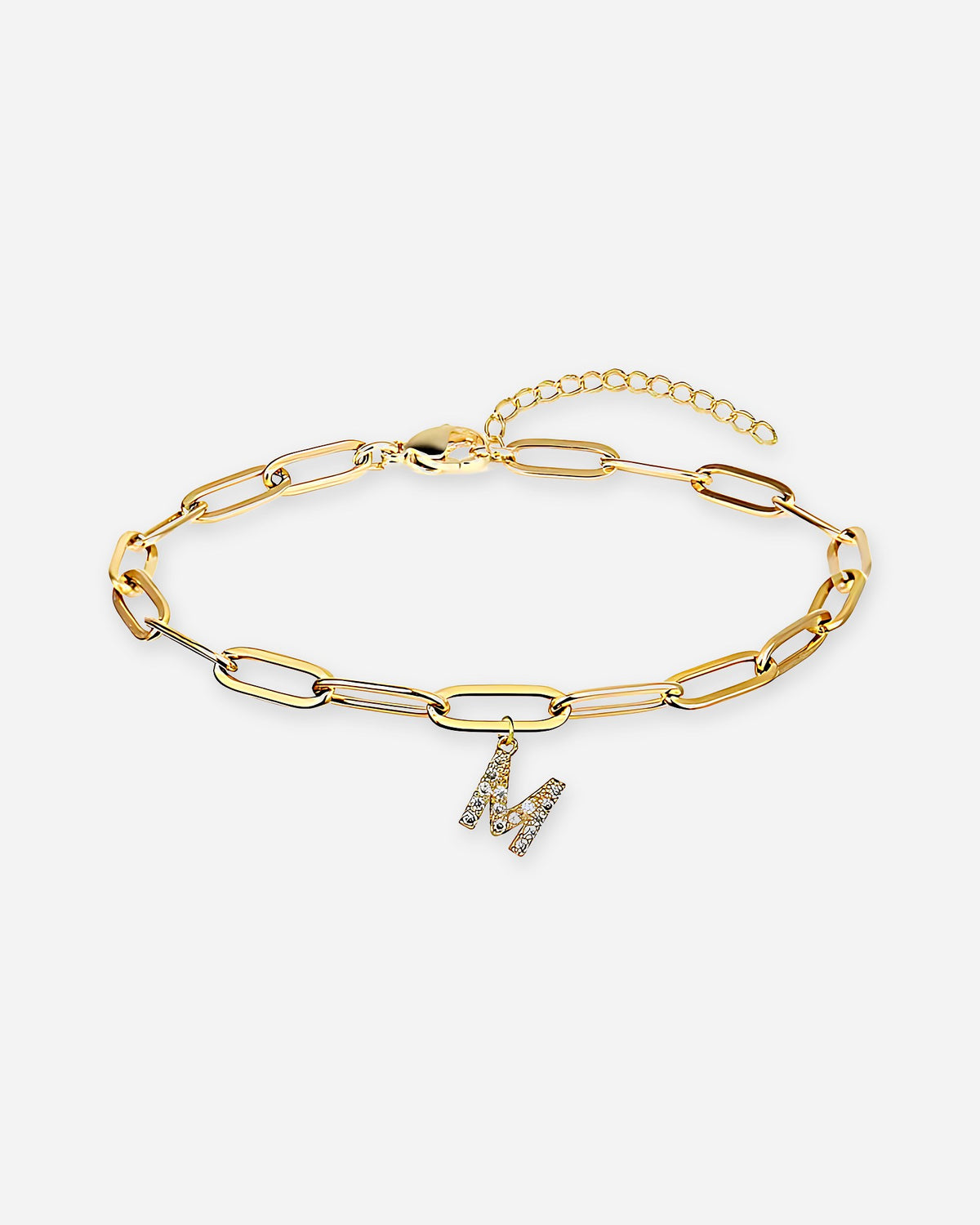Gold Initial Paperclip Bracelet