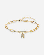 Gold Initial Paperclip Bracelet
